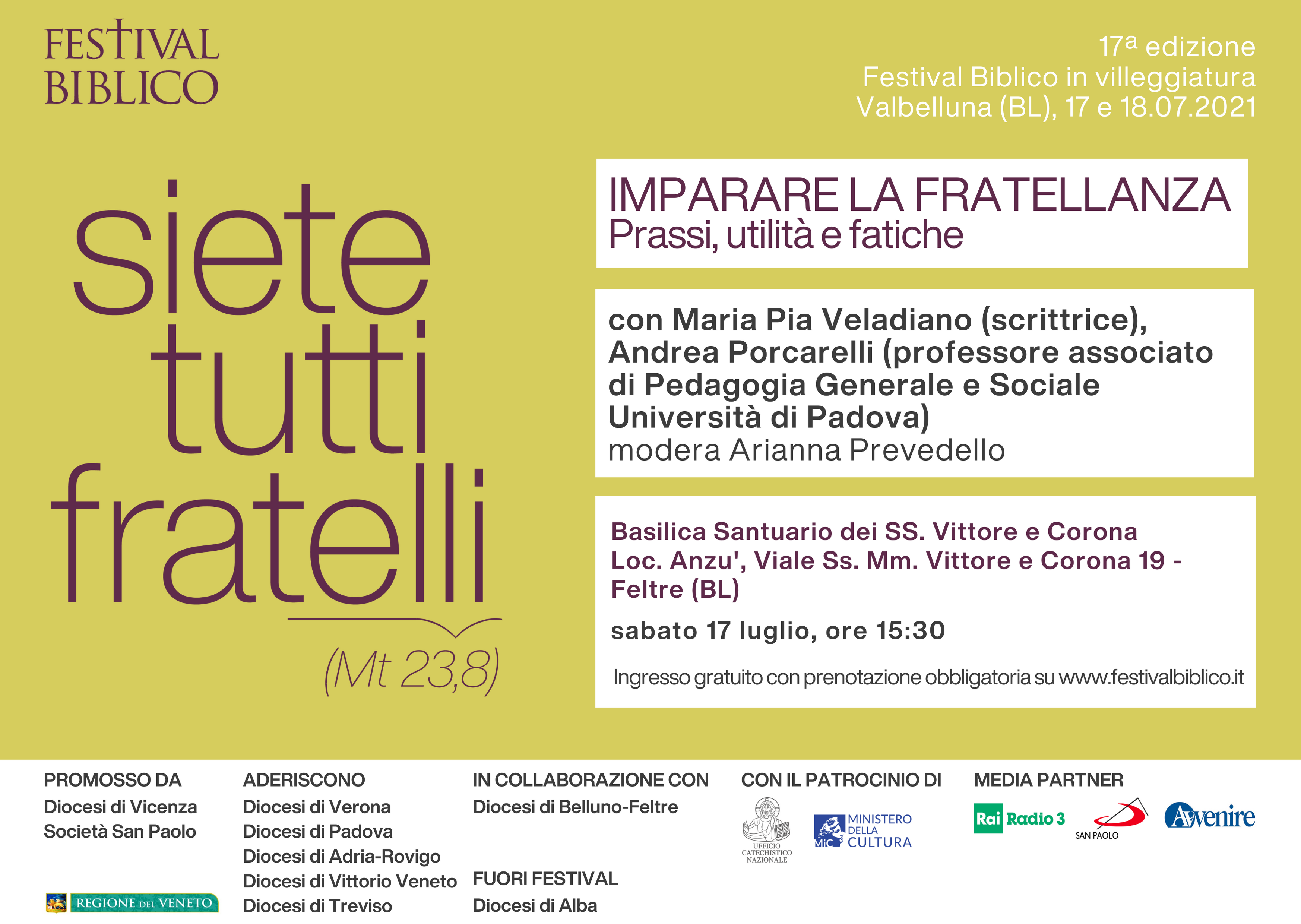 Festival Biblico in villeggiatura | Località Anzù Valbelluna (Feltre) | in presenza